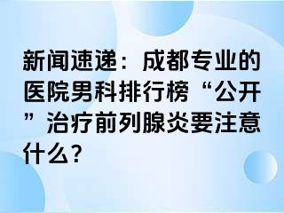 新闻速递：成都专业的医院男科排行榜“公开”治疗前列腺炎要注意什么？
