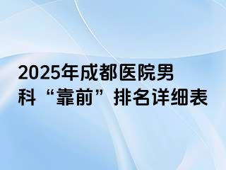 2025年成都医院男科“靠前”排名详细表