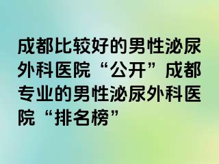 成都比较好的男性泌尿外科医院“公开”成都专业的男性泌尿外科医院“排名榜”