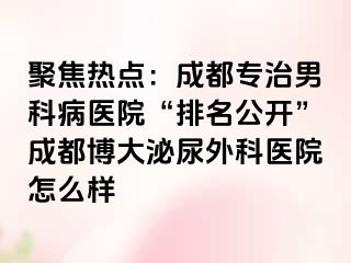 聚焦热点：成都专治男科病医院“排名公开”成都博大泌尿外科医院怎么样