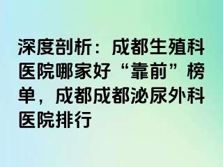 深度剖析：成都生殖科医院哪家好“靠前”榜单，成都成都泌尿外科医院排行